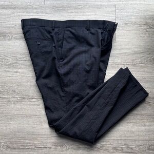 DKNY Blue Checkered Wool Trousers 34x30 slim